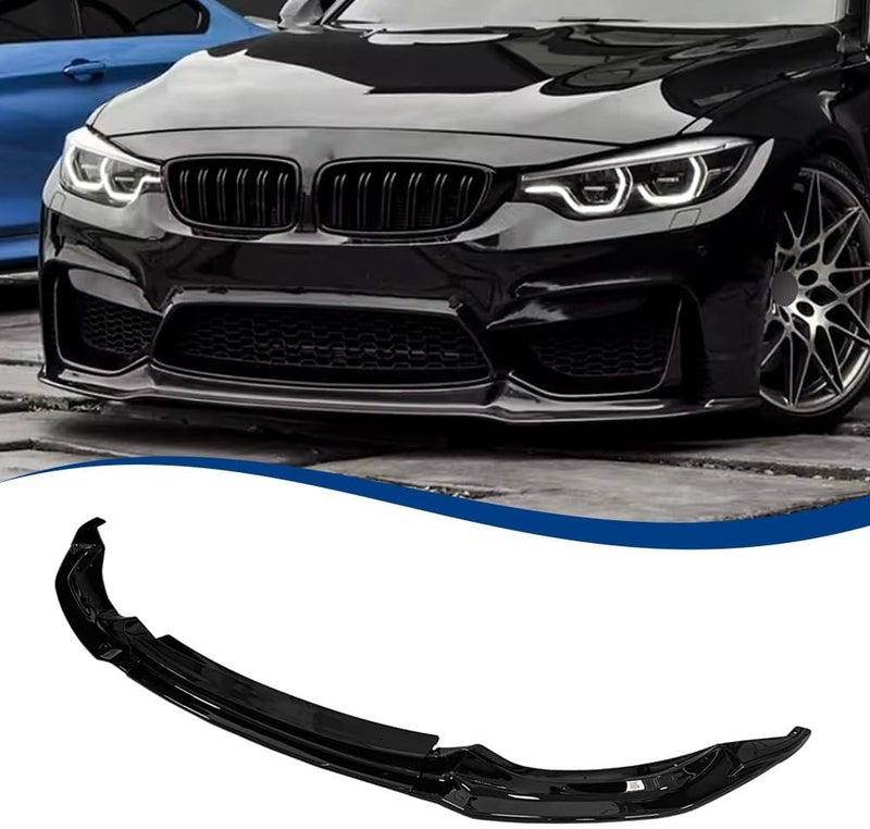 XPHAZZ Front Bumper Lip Compatible with BMW (2015-2020) F80 M3 F82 F83 M4 Splitter MP-Style ABS Gloss Black - Image 1